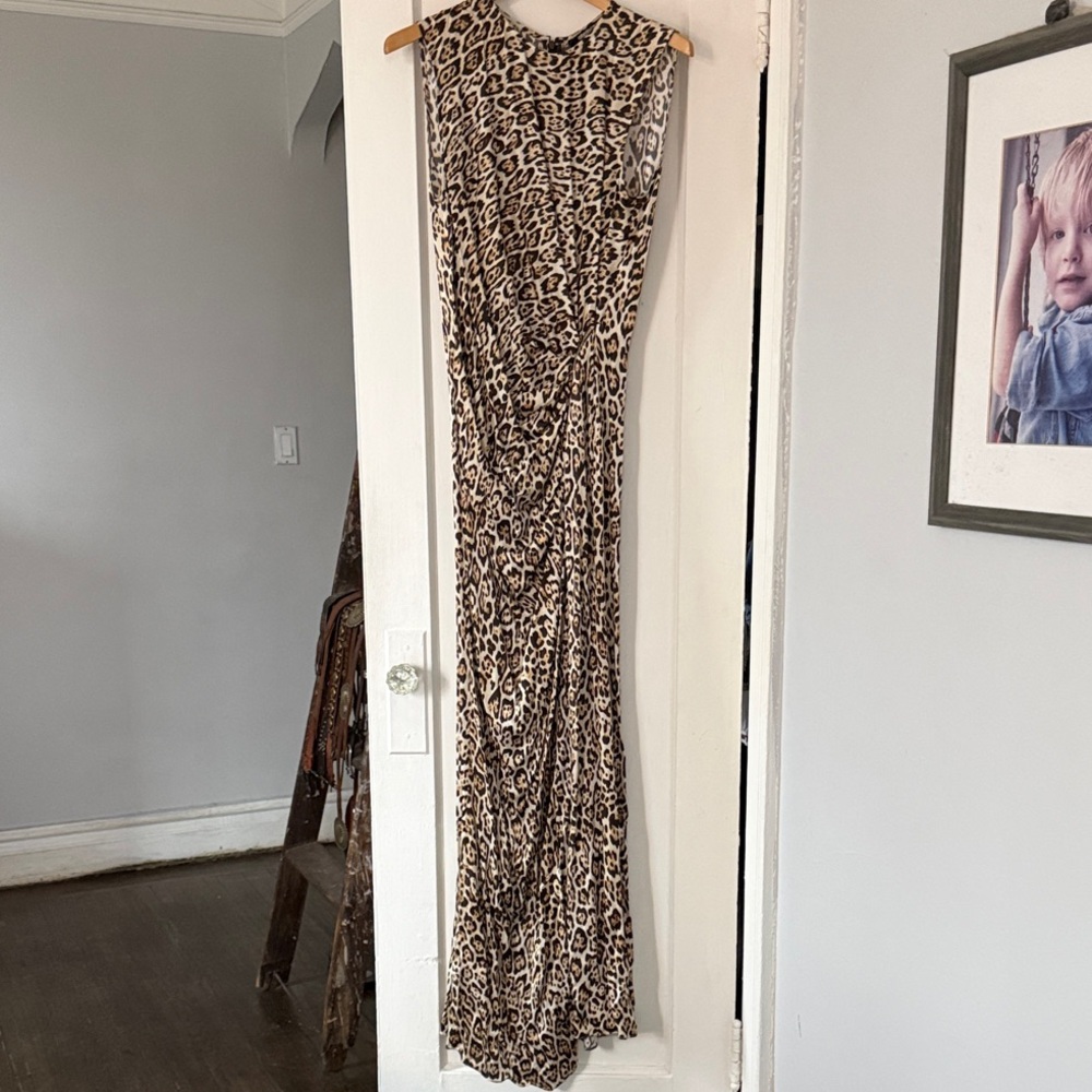 Roberto Cavalli Leopard Print Maxi Dress
